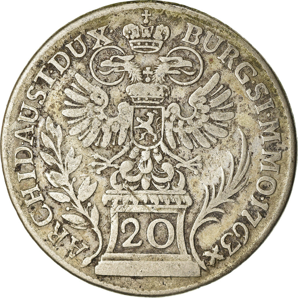 Moneta, Austria, Maria Theresa, 20 Kreuzer, 1763, Vienna, MB, Argento, KM:1814