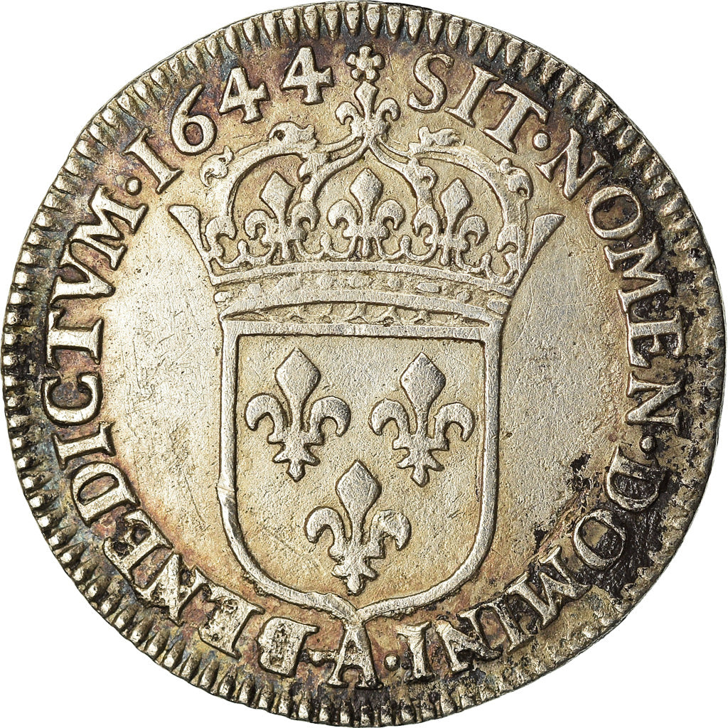 Frankreich, Louis XIV, 1/12 Ecu à la mèche courte, 1644, Paris, Silber, SS