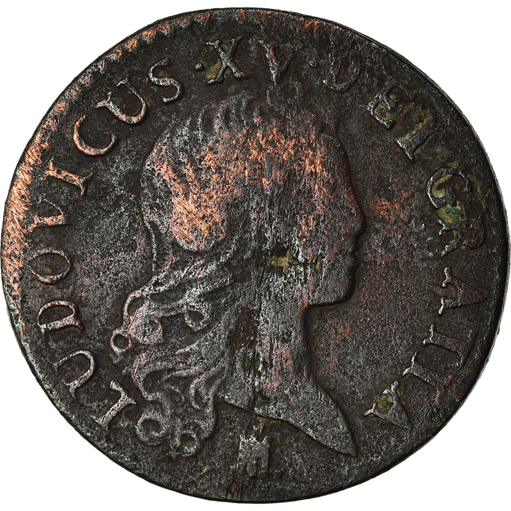 Moeda, França, Louis XV, Liard au buste enfantin, Liard, 1720, Metz, VF(30-35)