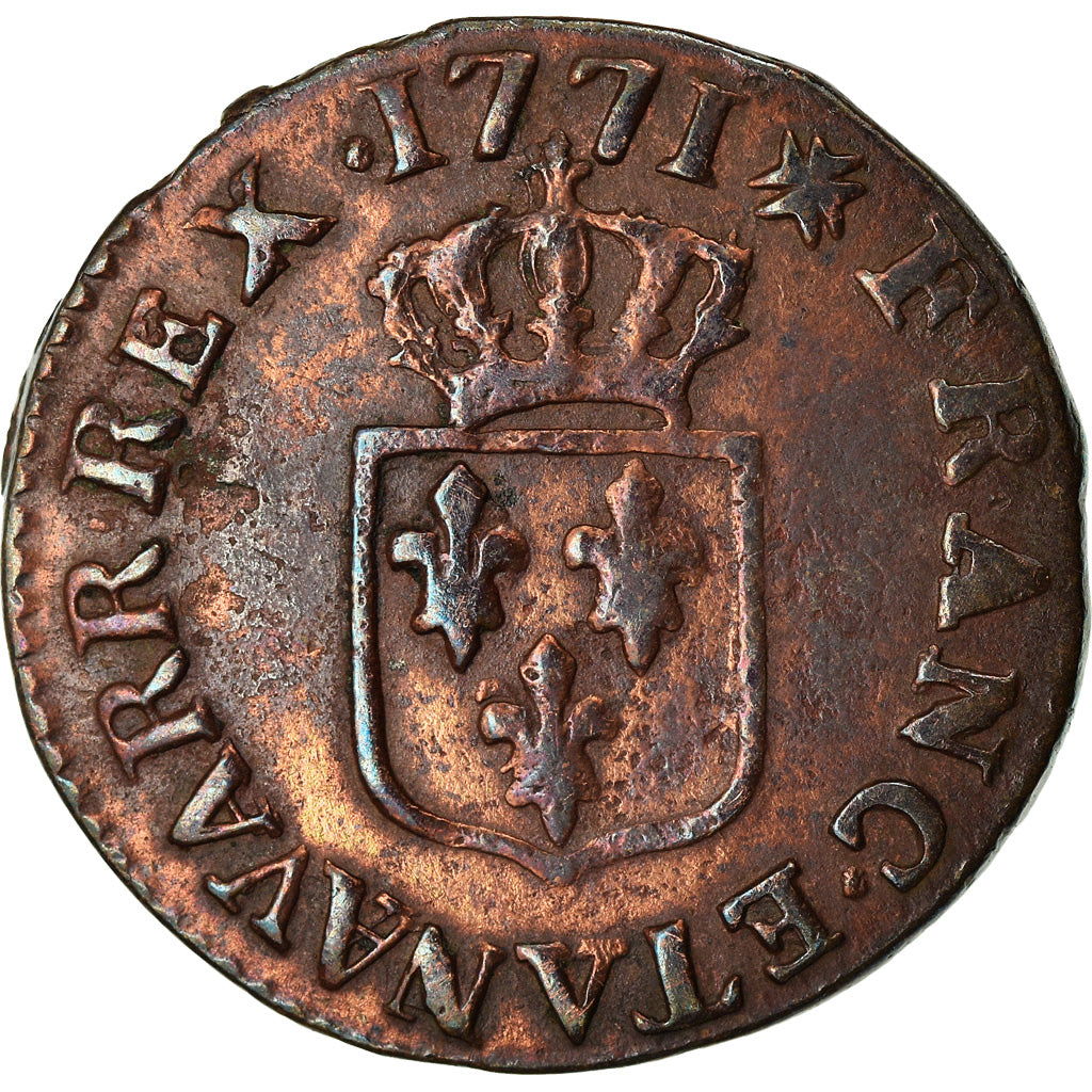 Moeda, França, Louis XV, Liard à la vieille tête, Liard, 1771, Troyes