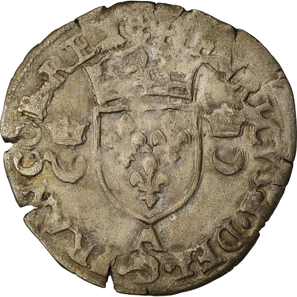 Coin, France, Henri II, Douzain aux croissants, 1550, Paris, VF(30-35), Billon