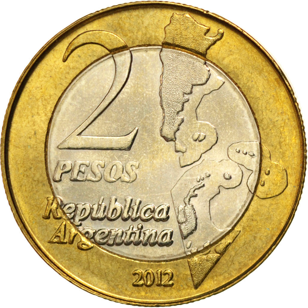 Argentina, 2 Pesos, 2012, SPL, Bimetallico, KM:New