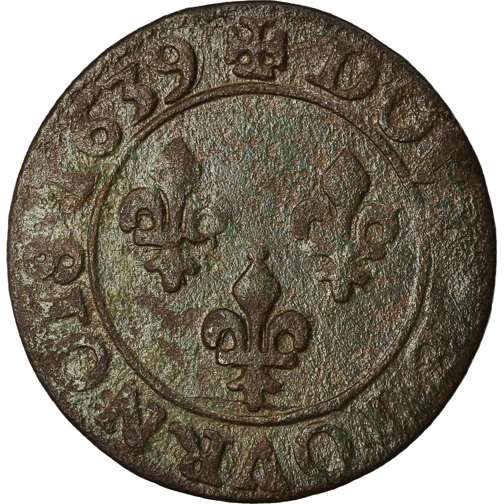 Munten, Frankrijk, Louis XIII, Double tournois, buste laurée et drapé, Double