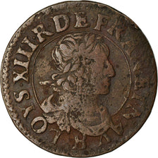 Munten, Frankrijk, Louis XIII, Double tournois, buste laurée et drapé, Double