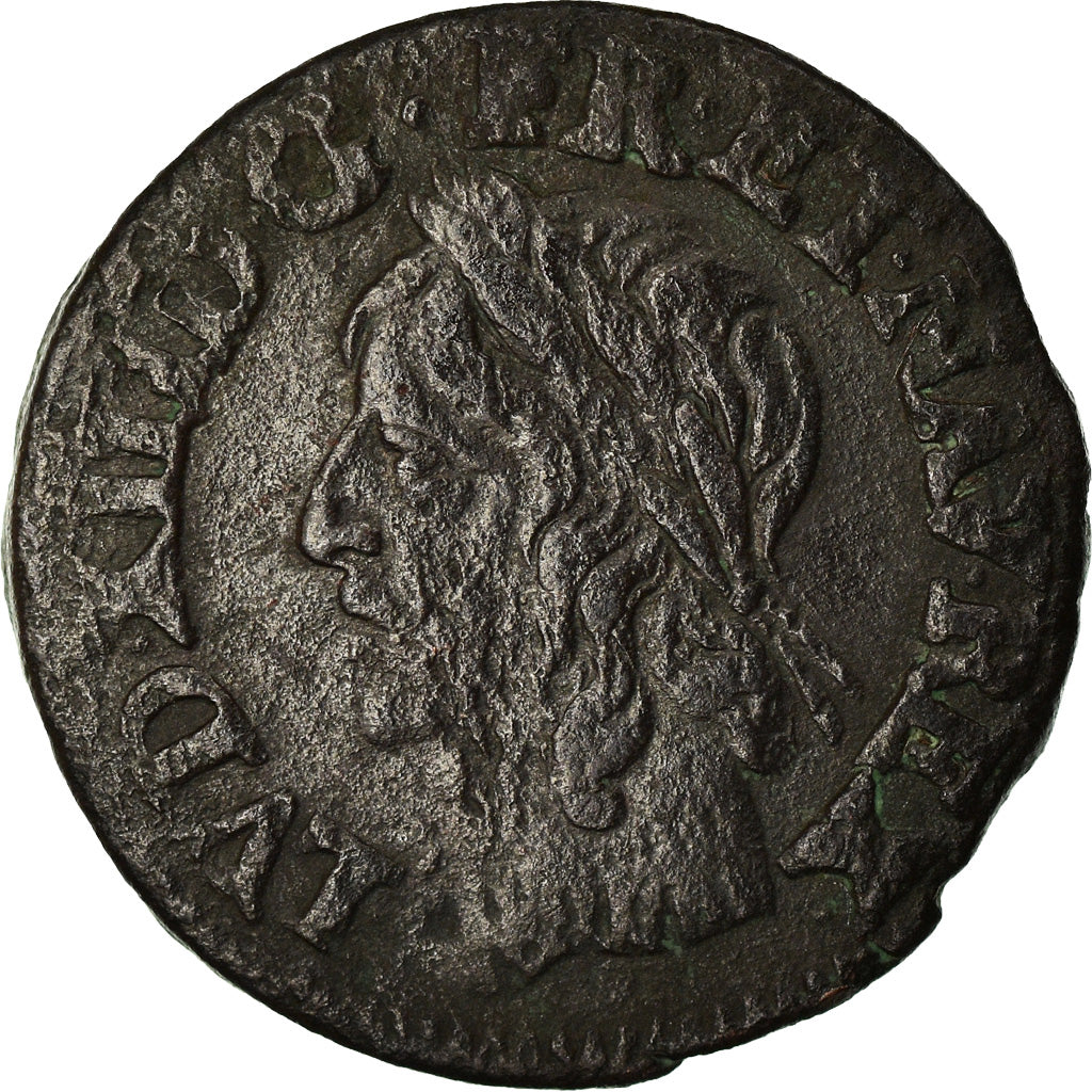 Munten, Frankrijk, Louis XIII, Double tournois de Warin, tête à gauche, Double