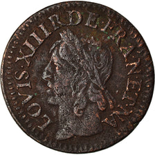 Coin, France, Louis XIII, Double Tournois, 1643, EF(40-45), Copper, CGKL:516