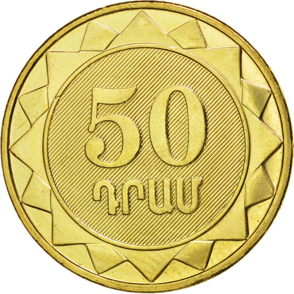 ARMENIA, 50 Dram, 2012, KM #212, MS(63), Brass Plated Steel, 21.5, 3.52