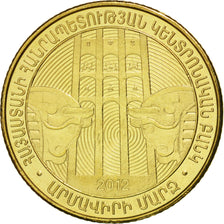 ARMENIA, 50 Dram, 2012, KM #214, MS(63), Brass Plated Steel, 21.5, 3.55