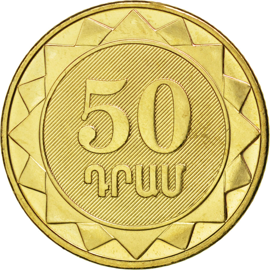 ARMENIA, 50 Dram, 2012, KM #214, MS(63), Brass Plated Steel, 21.5, 3.55