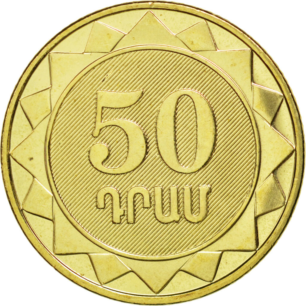 ARMENIA, 50 Dram, 2012, KM #218, MS(63), Brass Plated Steel, 21.5, 3.50