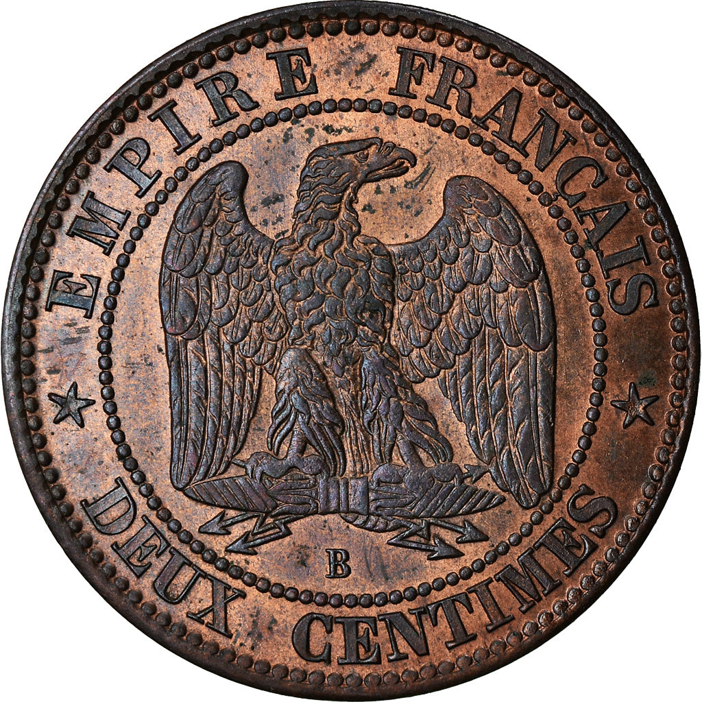 Moeda, França, Napoleon III, Napoléon III, 2 Centimes, 1856, Rouen, MS(63)