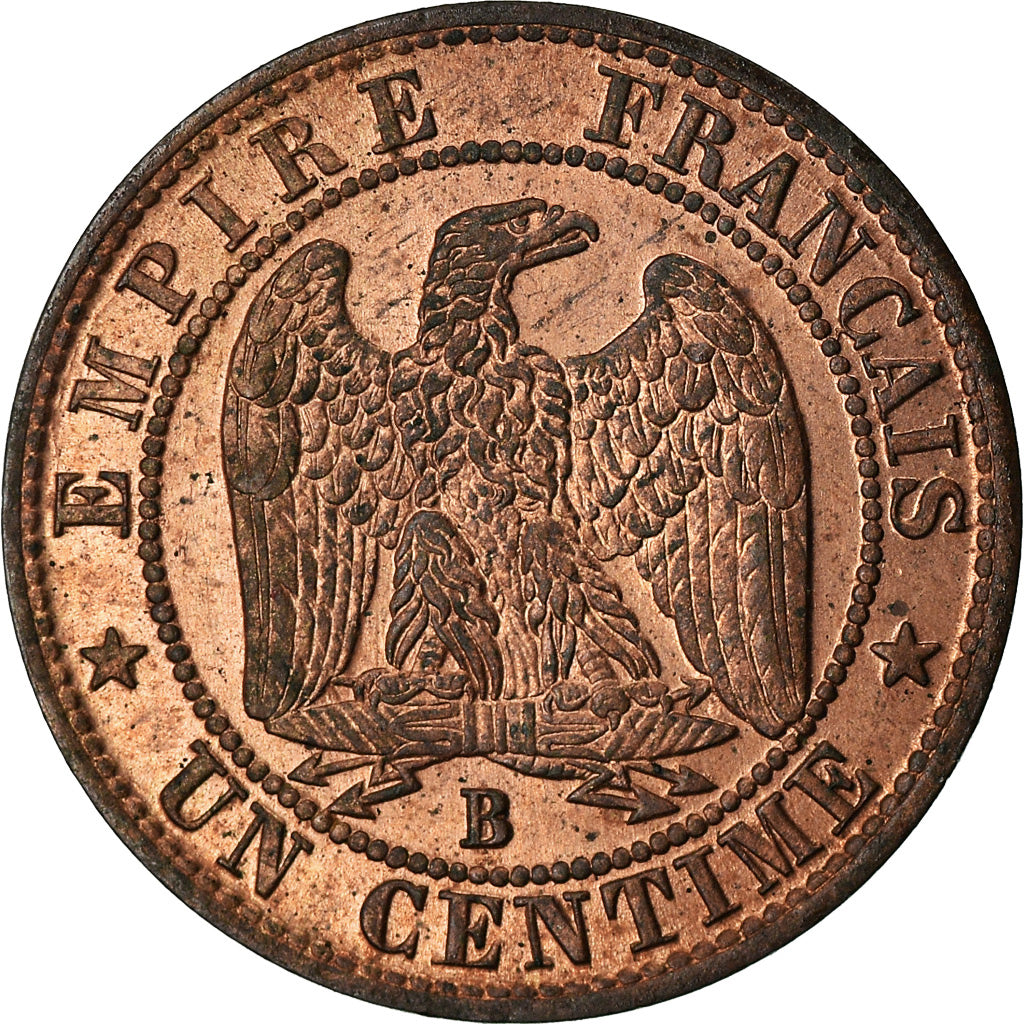 Moeda, França, Napoleon III, Napoléon III, Centime, 1855, Rouen, MS(60-62)