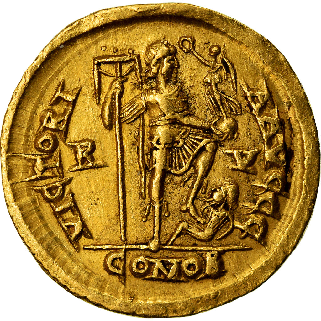 Coin, Honorius, Solidus, Ravenna, AU(50-53), Gold, RIC:1287