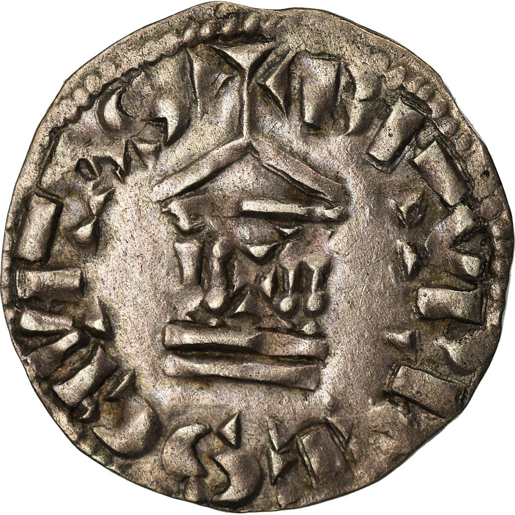 Coin, France, Lotharius, Denarius, 960-980, Bourges, AU(50-53), Silver, Prou:755