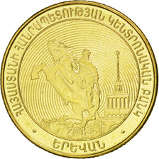 ARMENIA, 50 Dram, 2012, KM #222, MS(63), Brass Plated Steel, 21.5, 3.50
