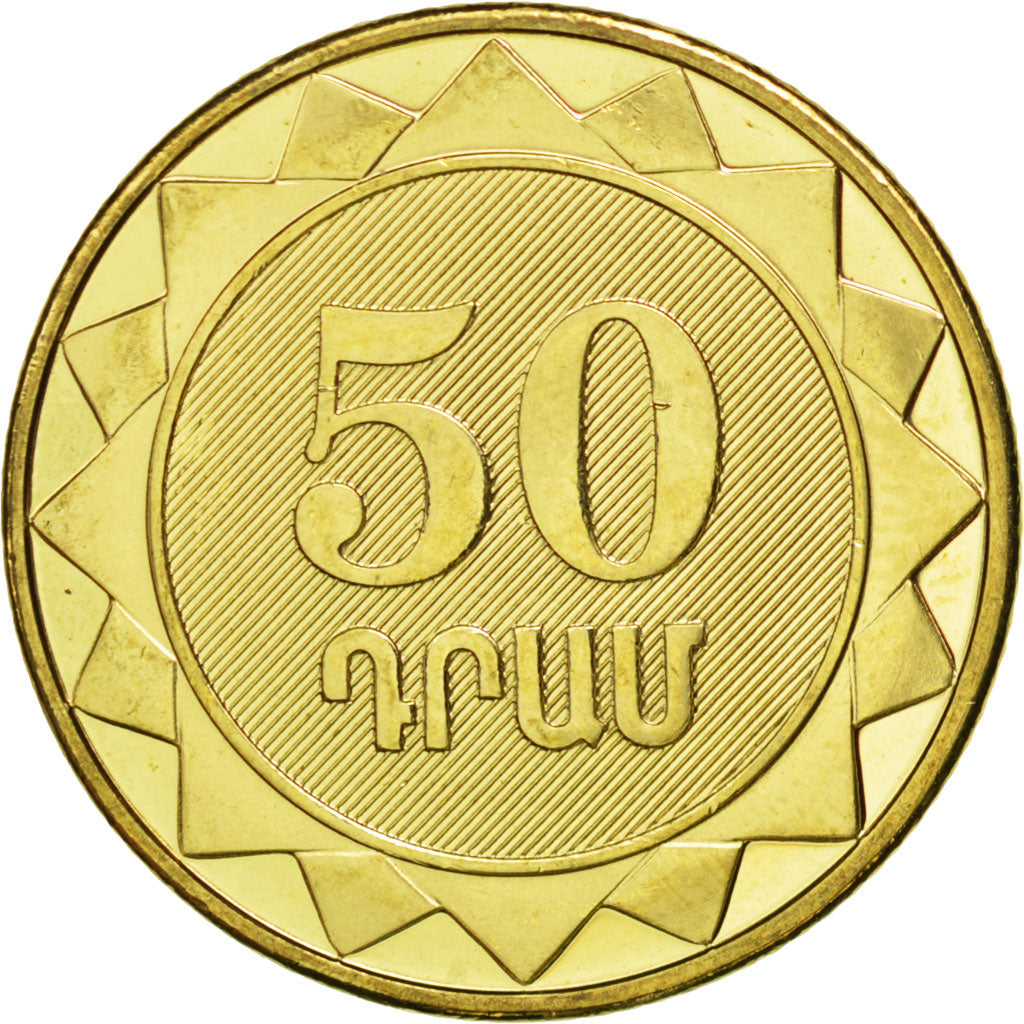 ARMENIA, 50 Dram, 2012, KM #222, MS(63), Brass Plated Steel, 21.5, 3.50