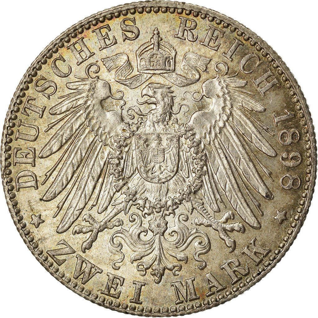 Coin, German States, HAMBURG, 2 Mark, 1898, Hamburg, MS(60-62), Silver, KM:612