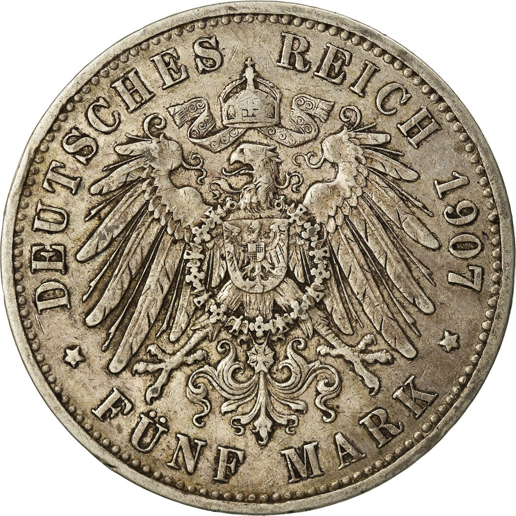 Coin, German States, PRUSSIA, Wilhelm II, 5 Mark, 1907, Berlin, EF(40-45)