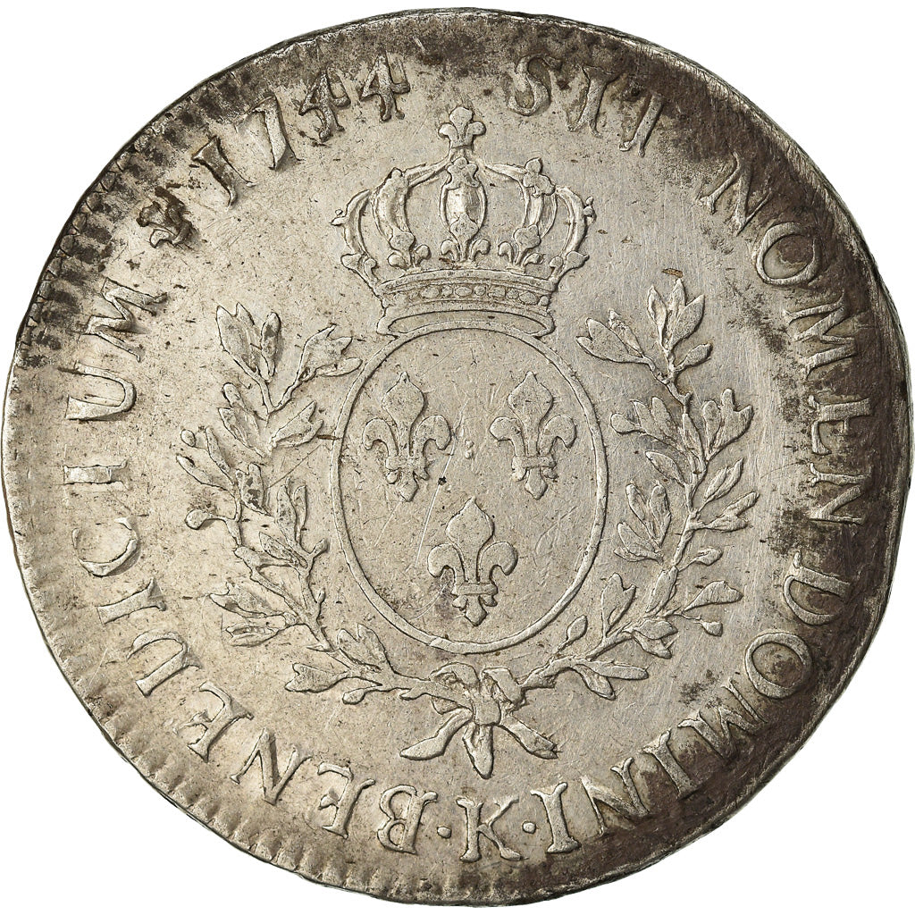 Munten, Frankrijk, Louis XV, Écu au bandeau, Ecu, 1744, Bordeaux, FR+, Zilver