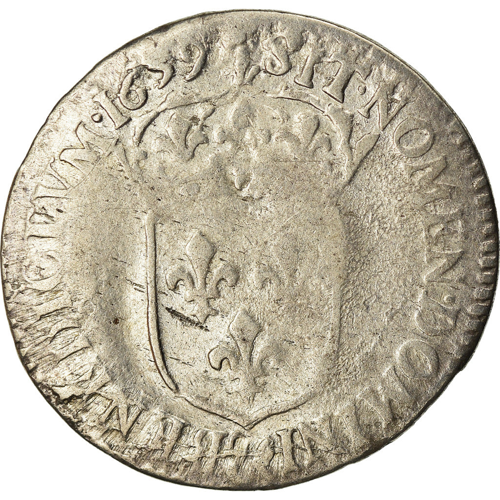 Coin, France, Louis XIV, 1/12 Écu à la mèche longue, 1659, Aix