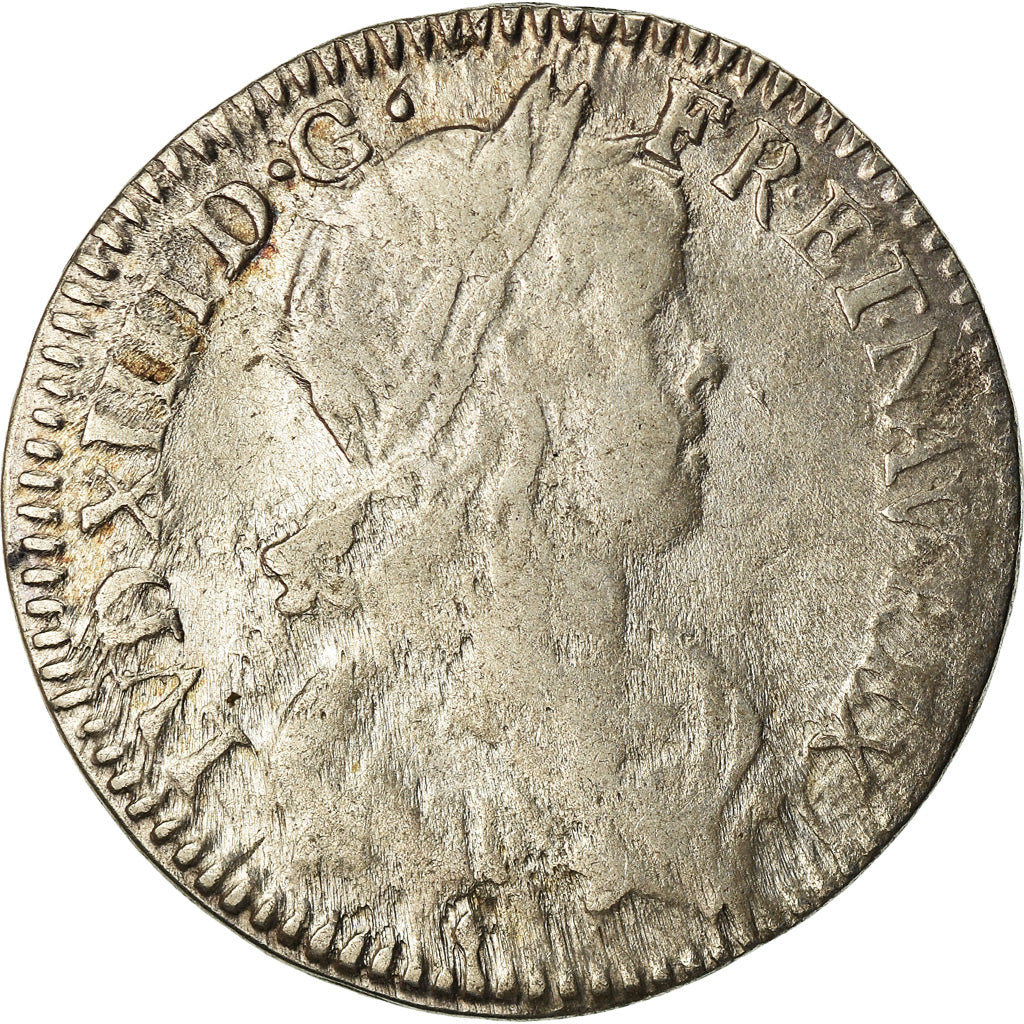 Munten, Frankrijk, Louis XIV, 1/12 Écu à la mèche longue, 1/12 ECU, 10 Sols