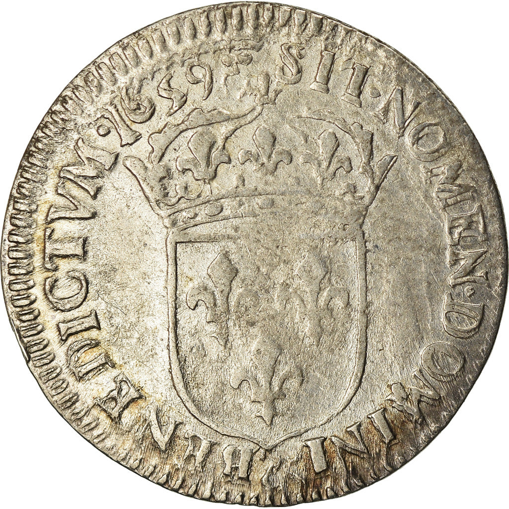 Munten, Frankrijk, Louis XIV, 1/12 Écu à la mèche longue, 1/12 ECU, 10 Sols