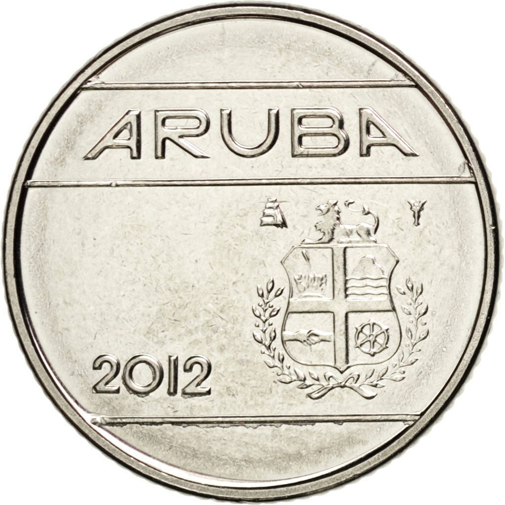 ARUBA, 10 Cents, 2012, Utrecht, KM #2, MS(63), Nickel Bonded Steel, 18, 2.98