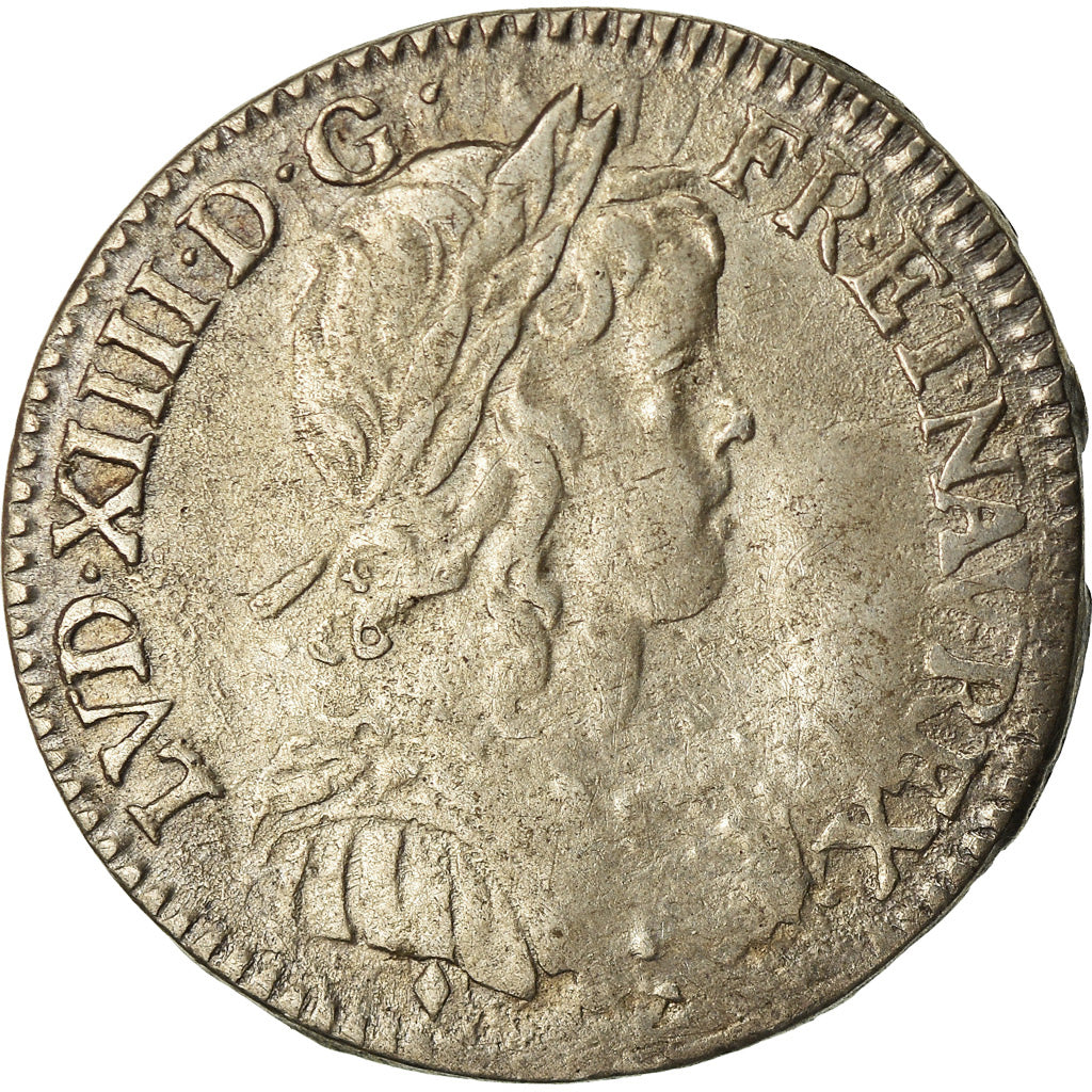 Munten, Frankrijk, Louis XIV, 1/12 Écu à la mèche longue, 1/12 ECU, 10 Sols