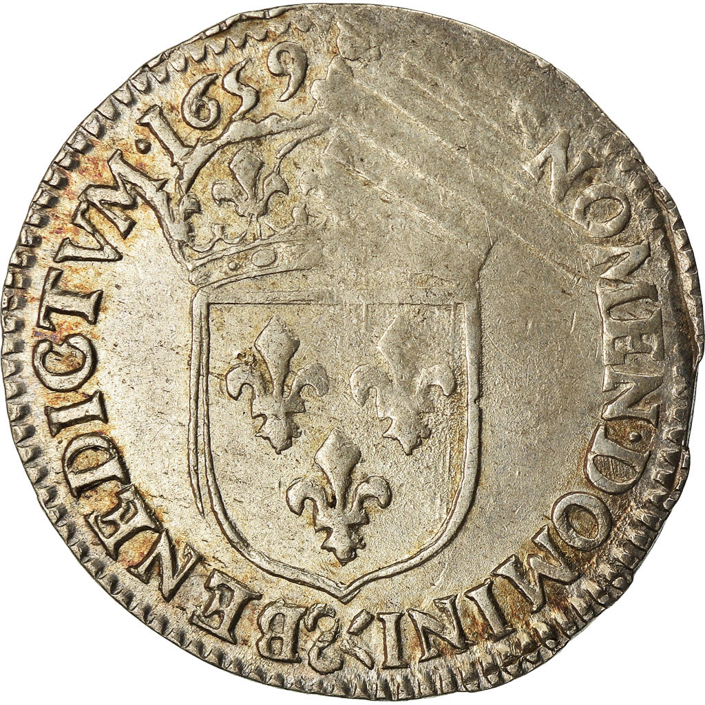 Munten, Frankrijk, Louis XIV, 1/12 Écu à la mèche longue, 1/12 ECU, 10 Sols