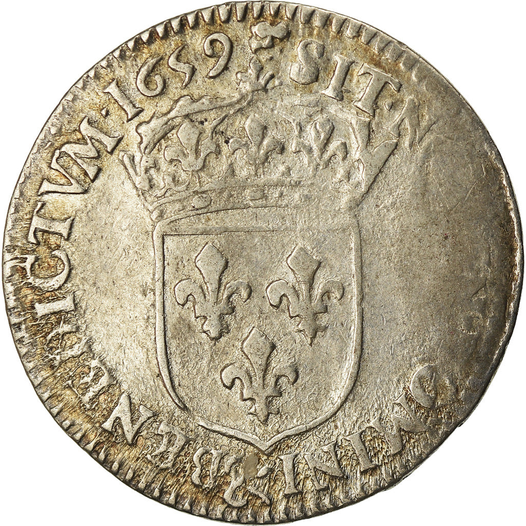 Munten, Frankrijk, Louis XIV, 1/12 Écu à la mèche longue, 1/12 ECU, 10 Sols