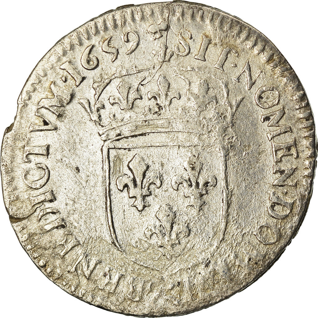 Moneta, Francja, Louis XIV, 1/12 Écu à la mèche longue, 1/12 ECU, 10 Sols
