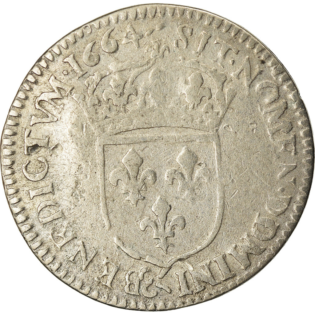 Coin, France, Louis XIV, 1/12 Écu au buste juvénile, 1664, Aix