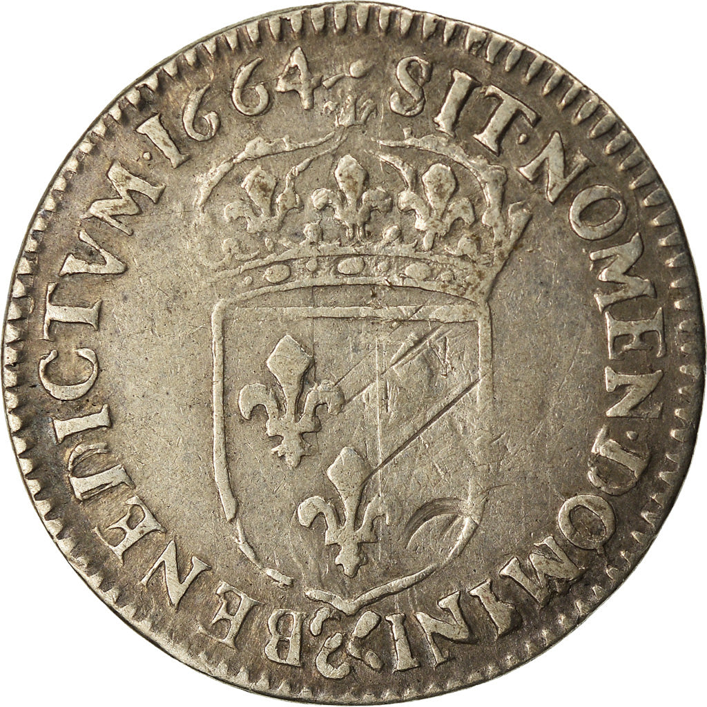 Coin, France, Louis XIV, 1/12 Écu au buste juvénile, 1664, Aix