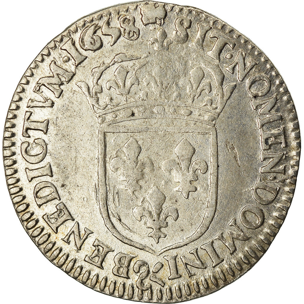 Munten, Frankrijk, Louis XIV, 1/12 Écu à la mèche longue, 1/12 ECU, 10 Sols