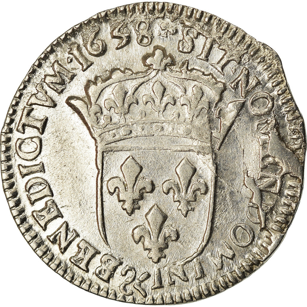 Munten, Frankrijk, Louis XIV, 1/12 Écu à la mèche longue, 1/12 ECU, 10 Sols