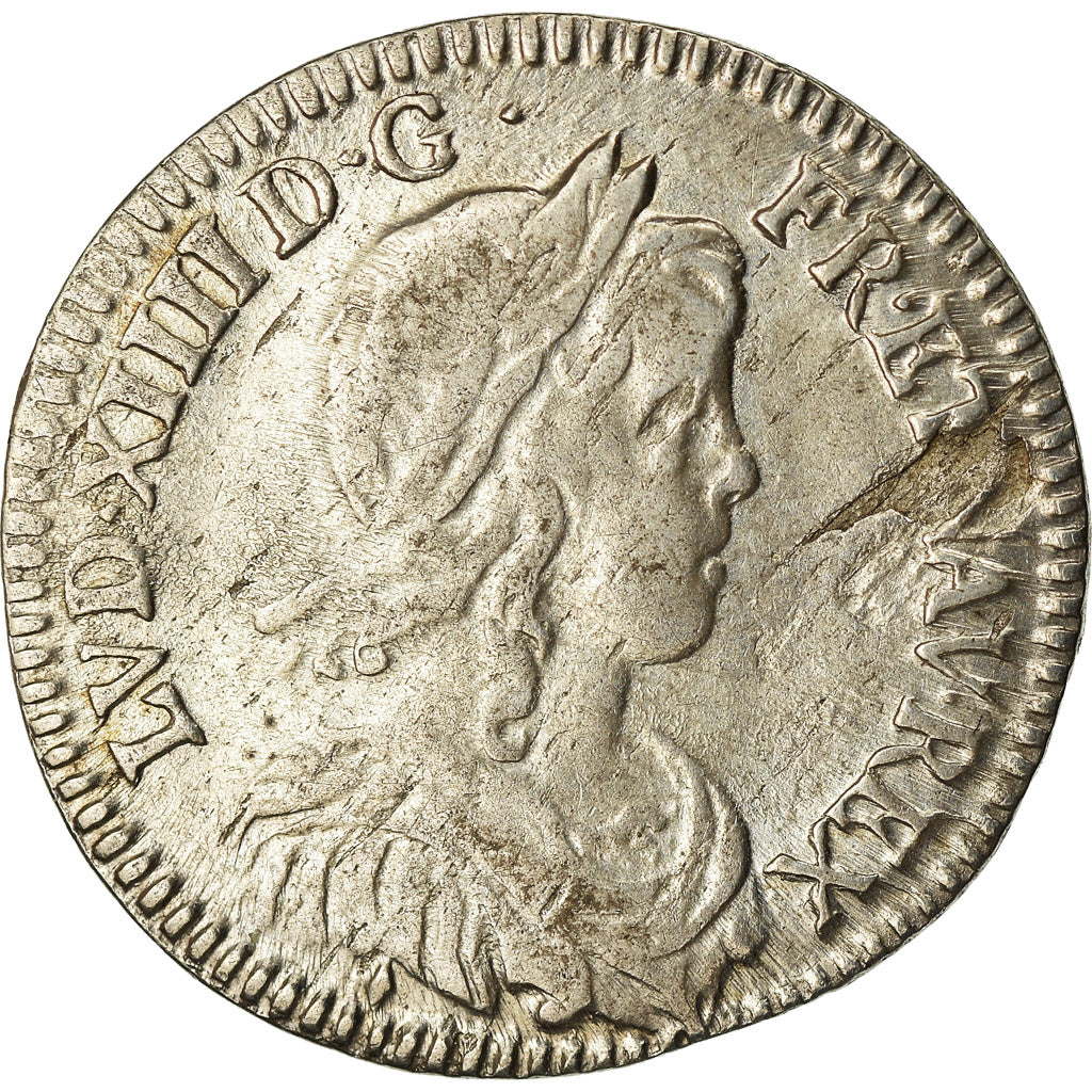 Munten, Frankrijk, Louis XIV, 1/12 Écu à la mèche longue, 1/12 ECU, 10 Sols