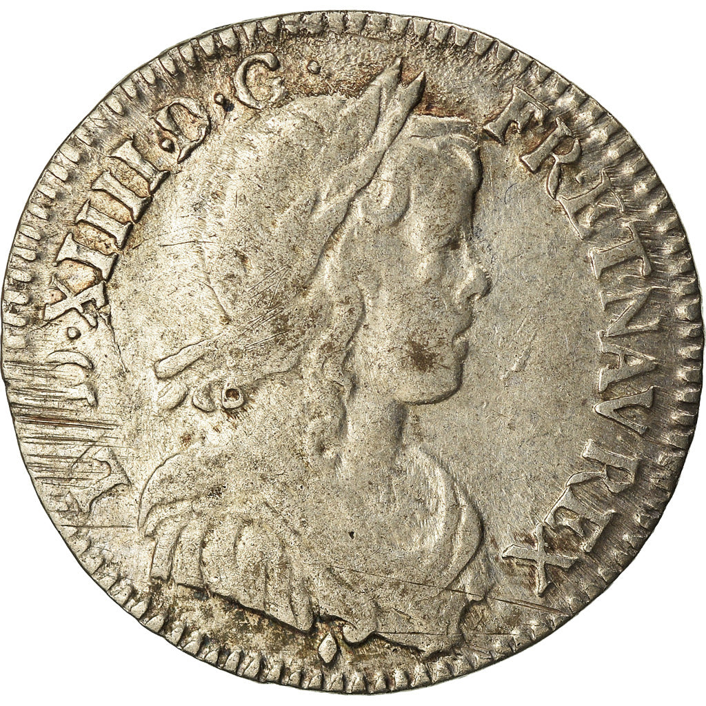 Munten, Frankrijk, Louis XIV, 1/12 Écu à la mèche longue, 1/12 ECU, 10 Sols