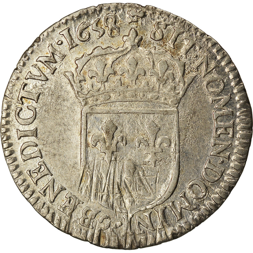 Munten, Frankrijk, Louis XIV, 1/12 Écu à la mèche longue, 1/12 ECU, 10 Sols