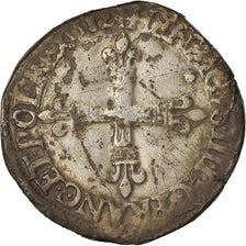 Coin, France, Henri III, 1/4 Ecu, 1582, Nantes, VF(20-25), Silver, Sombart:4662