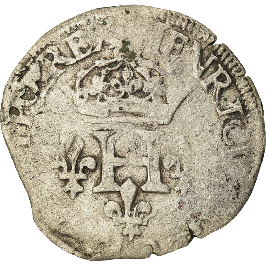Moeda, França, Henri III, Double Sol Parisis, 1583, Amiens, F(12-15), Lingote