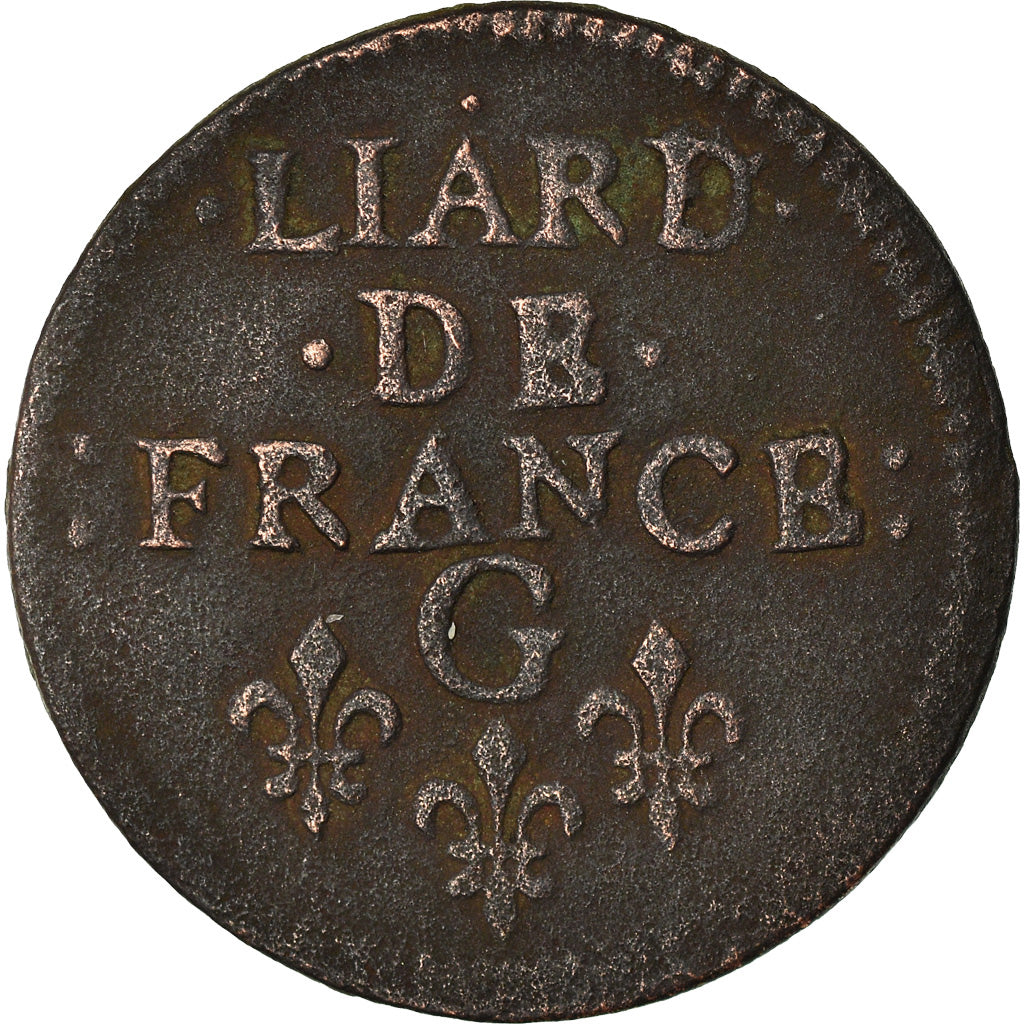 Moeda, França, Louis XIV, Liard de France au buste juvénile, deuxième type