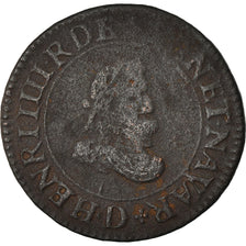 Münze, Frankreich, Henri IV, Double Tournois, 1608, Lyon, S+, Kupfer