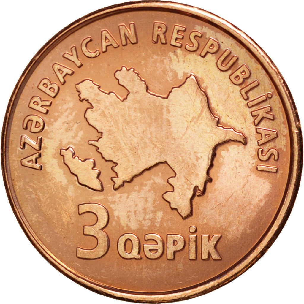 AZERBAIJAN, 3 Qapik, 2006, KM #40, MS(63), Copper Plated Steel, 18, 3.37