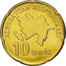 AZERBAIJAN, 10 Qapik, 2006, KM #42, MS(63), Brass Plated Steel, 22.25, 5.16