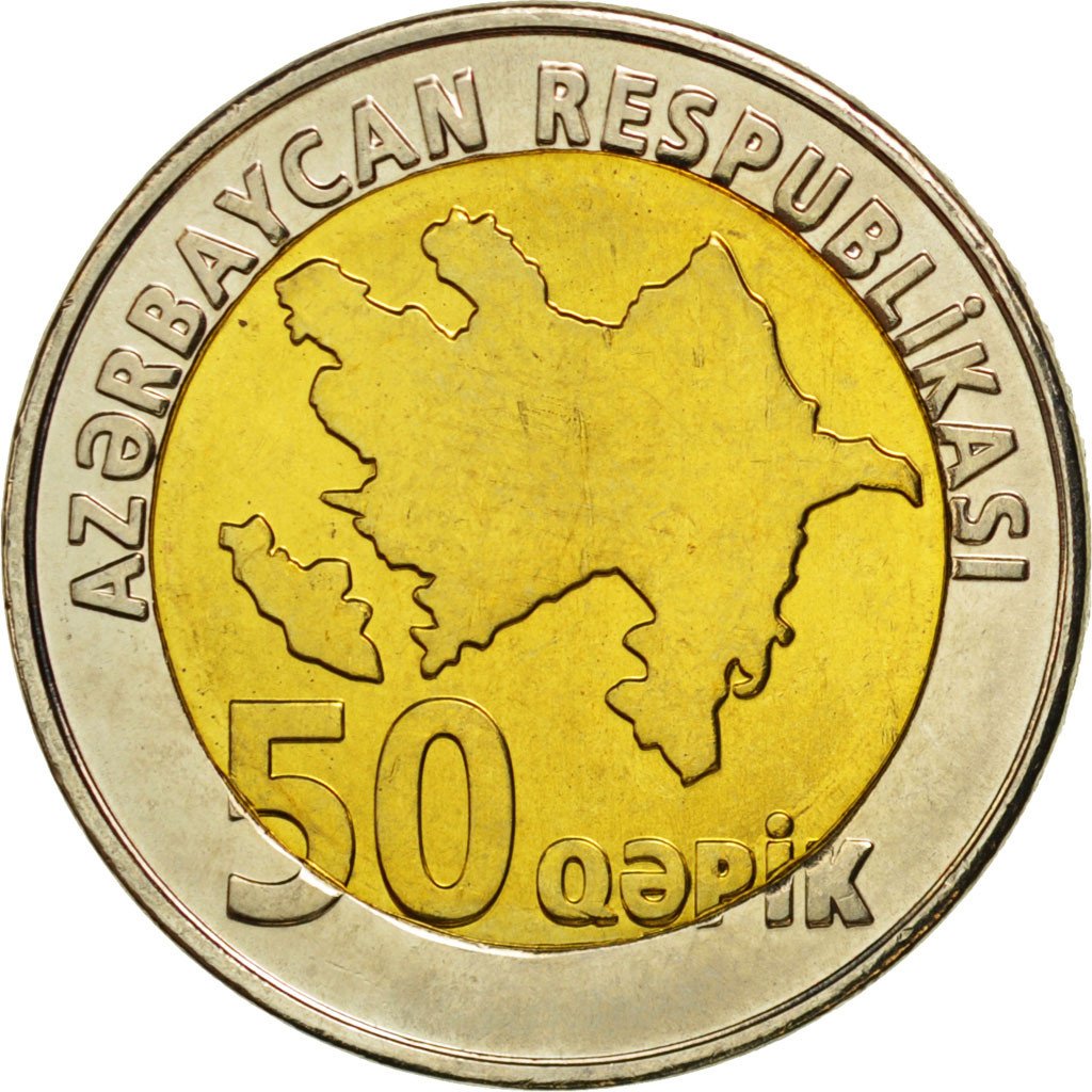 AZERBAIJAN, 50 Qapik, 2006, KM #44, MS(63), Bi-Metallic, 25.5, 7.42