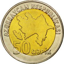AZERBAIJAN, 50 Qapik, 2006, KM #44, MS(63), Bi-Metallic, 25.5, 7.42
