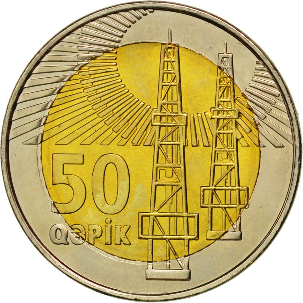 AZERBAIJAN, 50 Qapik, 2006, KM #44, MS(63), Bi-Metallic, 25.5, 7.42
