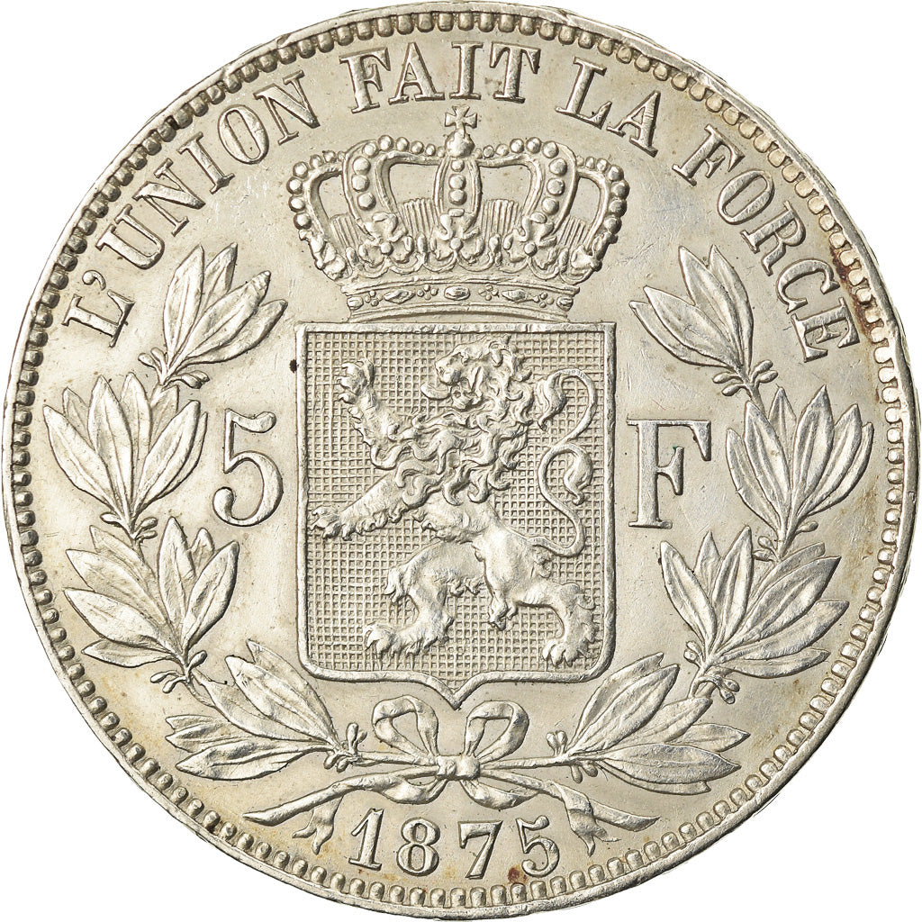 Coin, Belgium, Leopold II, 5 Francs, 5 Frank, 1875, EF(40-45), Silver, KM:24