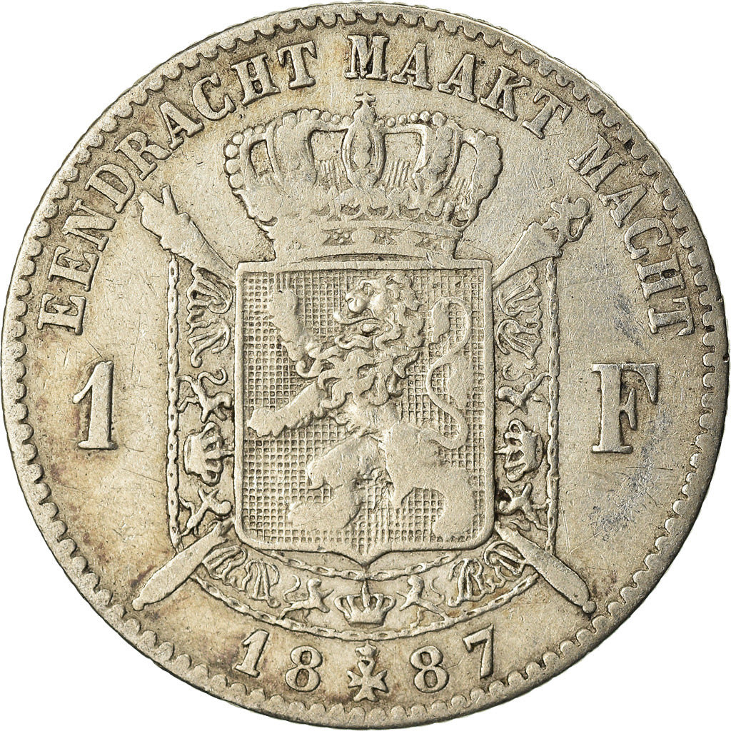 Coin, Belgium, Leopold II, Franc, 1887, VF(30-35), Silver, KM:29.1