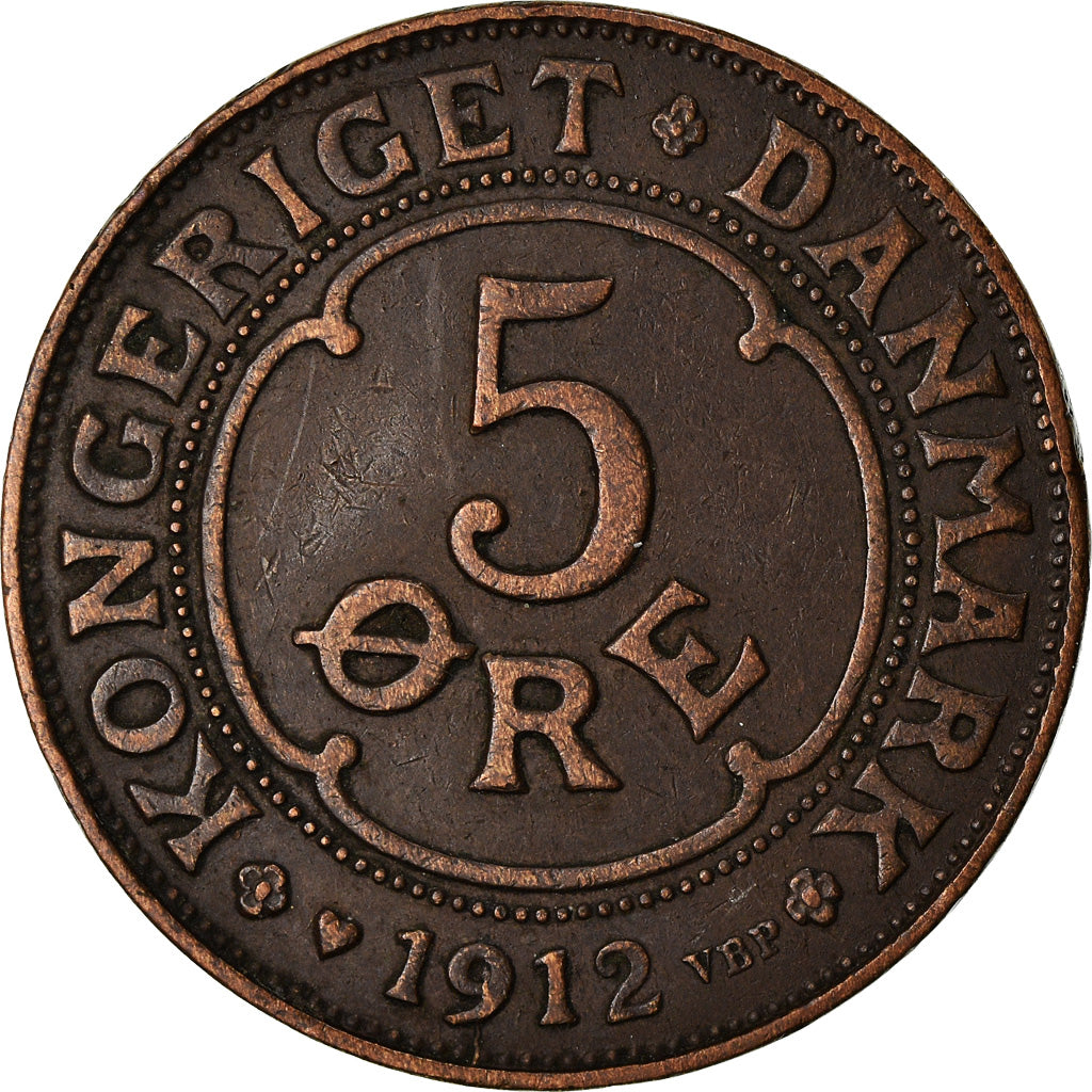 Moneta, Danimarca, Frederik VIII, 5 Öre, 1912, Copenhagen, BB, Bronzo, KM:806
